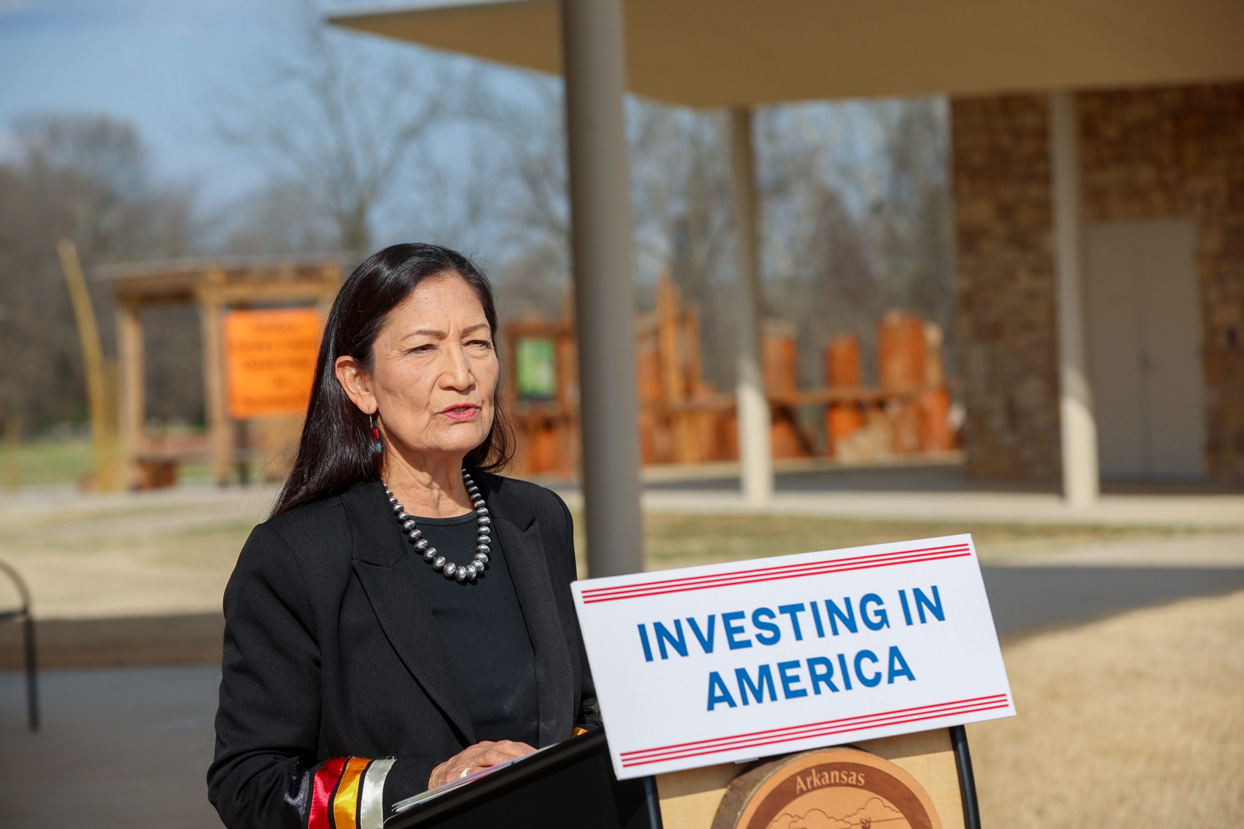 Department of Interior news conference, Wednesday, March 20, 2024 at the J.B. and Johnelle Hunt Family Ozark Highlands Nature Center in Springdale, Ark. Department of Interior officials spoke Wednesday about the funding for the War Eagle Creek Collaborative Restoration Initiative.